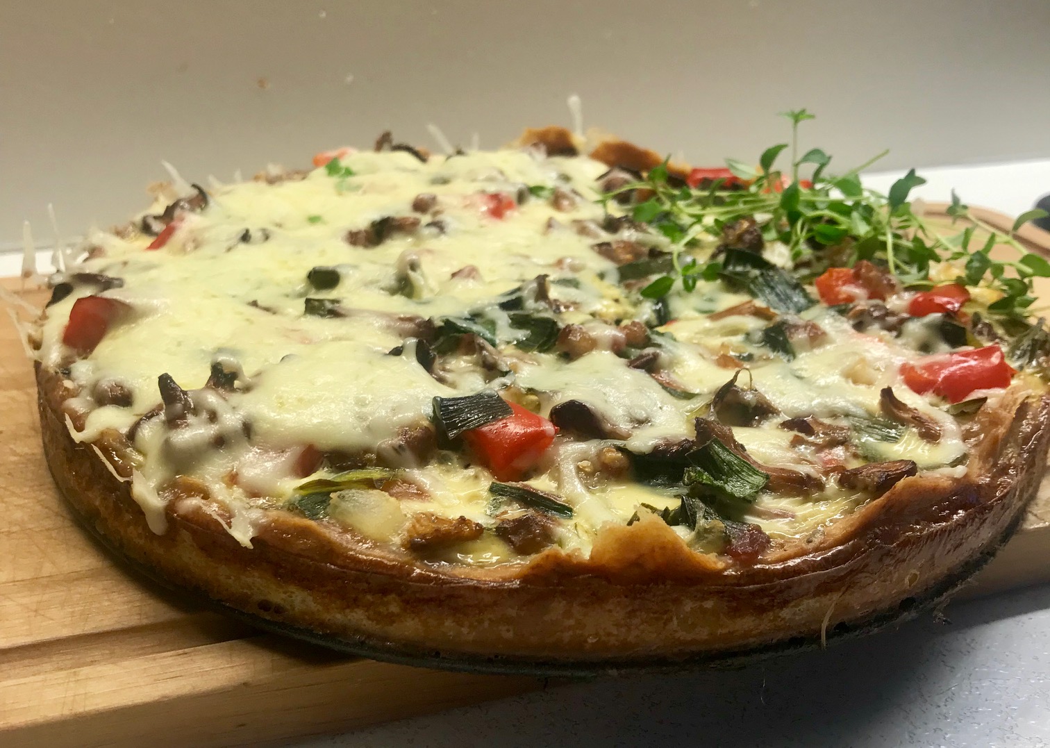 Kukeseene-porru quiche